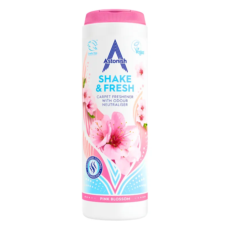 ASTONISH Shake & Fresh Odświeżacz Do Dywanów Pink Blossom 350 g