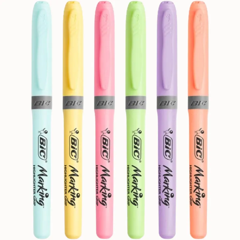 BIC Highlighter Grip Pastel Zakreślacze Mazaki Pastelowe 6 Sztuk