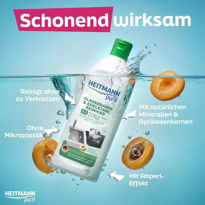 Heitmann Glaskeramik-Edelstahl 3 w 1 Czyste Szkło-Ceramika I Stal Nierdzewna 250 ml