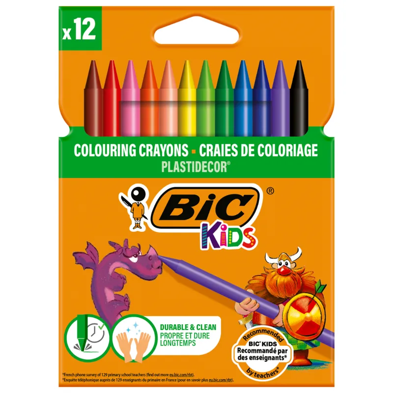 BIC Kids Plastidecor Kredki Świecowe Pudełko 12 Sztuk