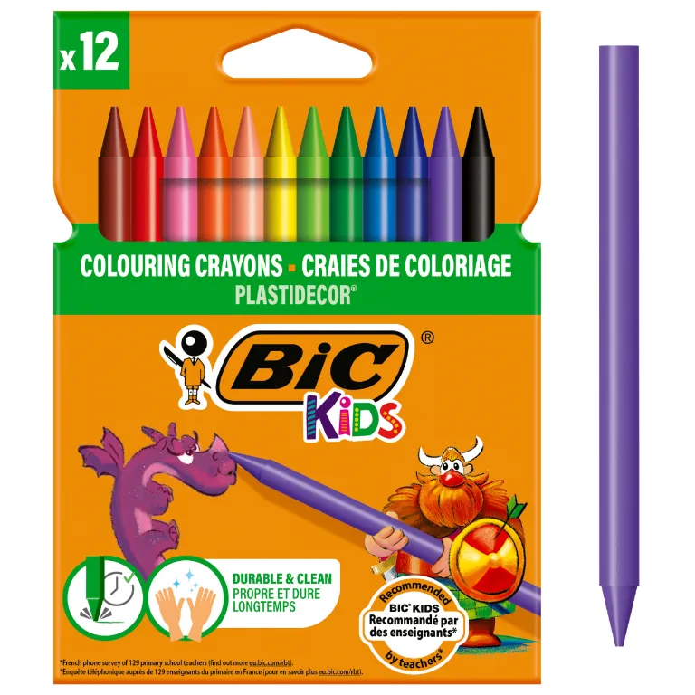 BIC Kids Plastidecor Kredki Świecowe Pudełko 12 Sztuk