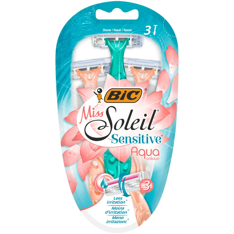 BIC Maszynka Do Golenia Miss Soleil Sensitive Aqua 3 Sztuki