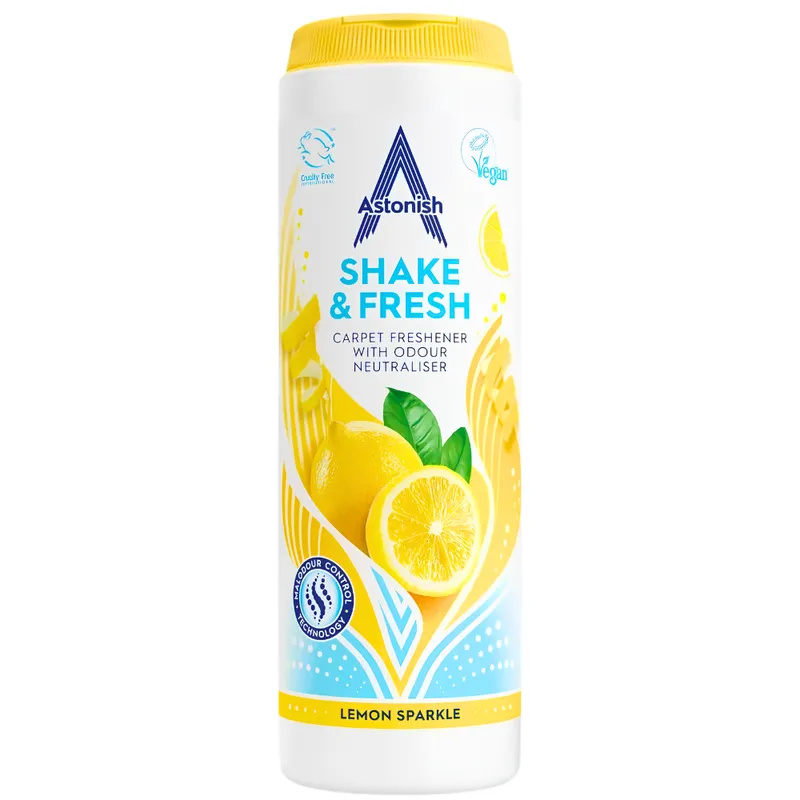 ASTONISH Shake & Fresh Odświeżacz Do Dywanów Lemon Sparkle 350 g