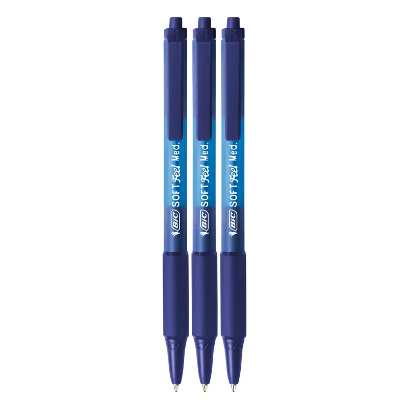 BIC Soft Feel Długopis 3 Sztuki - Niebieski