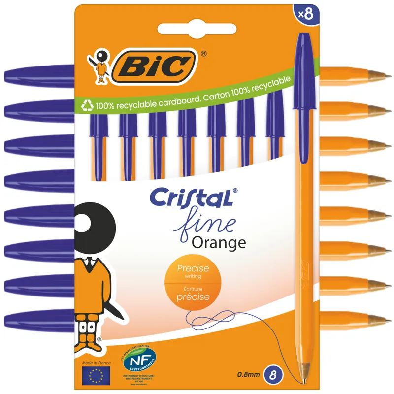 BIC Cristal Fine Orange Długopis 8 Sztuk - Niebieski
