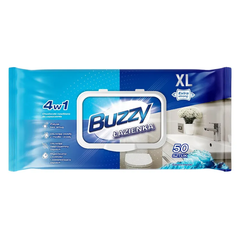 BUZZY Łazienka Chusteczki Nawilżone Do Czyszczenia 50 szt