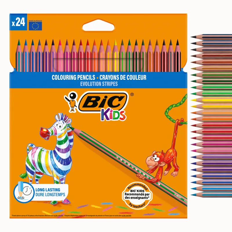 BIC Kids Evolution Stripes Kredki Ołówkowe 24 Kolory