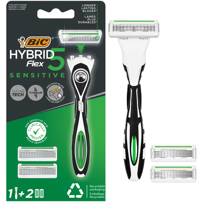BIC Maszynka Do Golenia Hybrid Flex 5 Sensitive Rączka + 2 Wkłady
