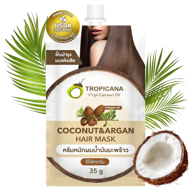 TROPICANA Virgin Coconut Oil Bio Maska Do Włosów Wegańska 35 ml