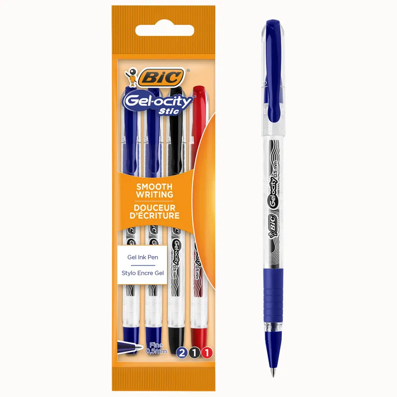 BIC Gel-Ocity Stic Długopisy Żelowe 0.5mm 4 Sztuki