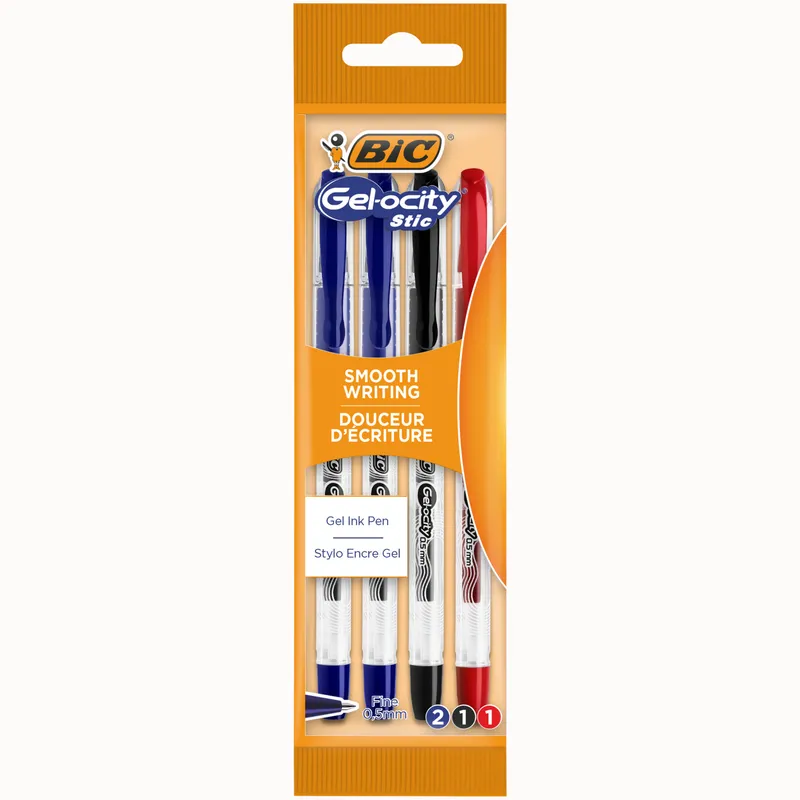 BIC Gel-Ocity Stic Długopisy Żelowe 0.5mm 4 Sztuki