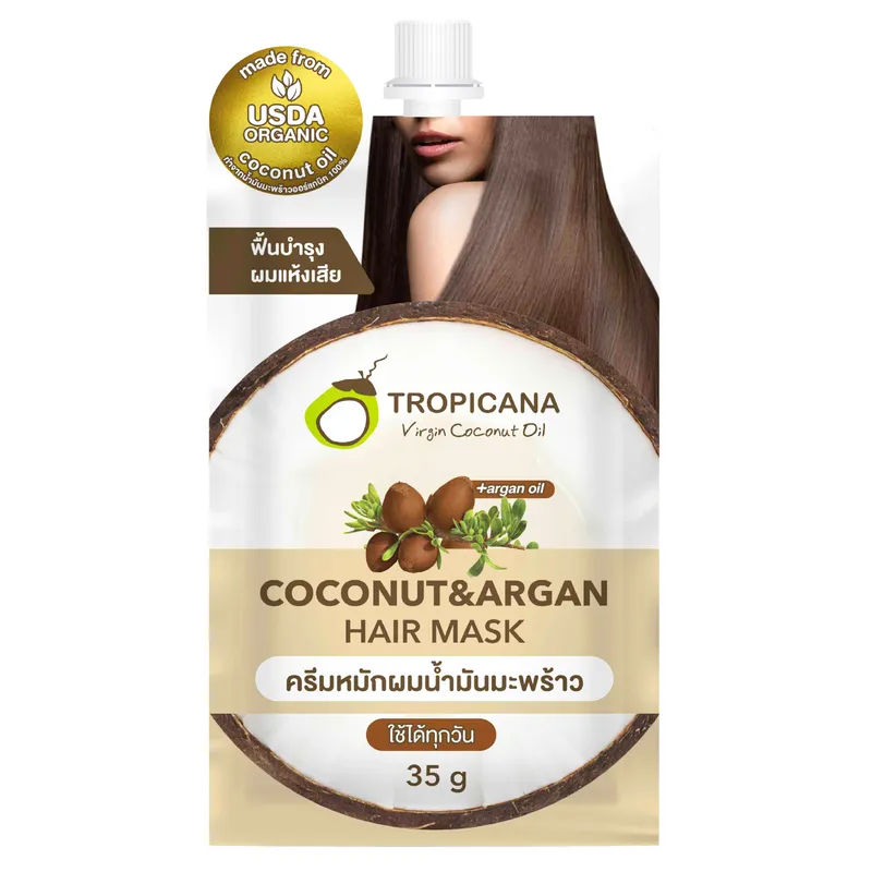 TROPICANA Virgin Coconut Oil Bio Maska Do Włosów Wegańska 35 ml