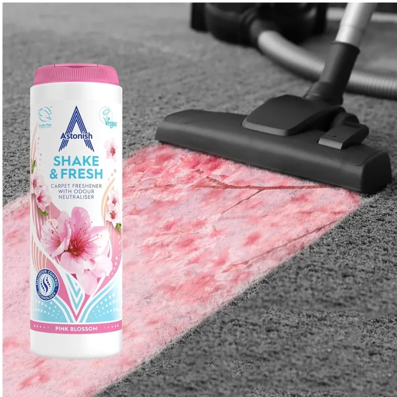 ASTONISH Shake & Fresh Odświeżacz Do Dywanów Pink Blossom 350 g