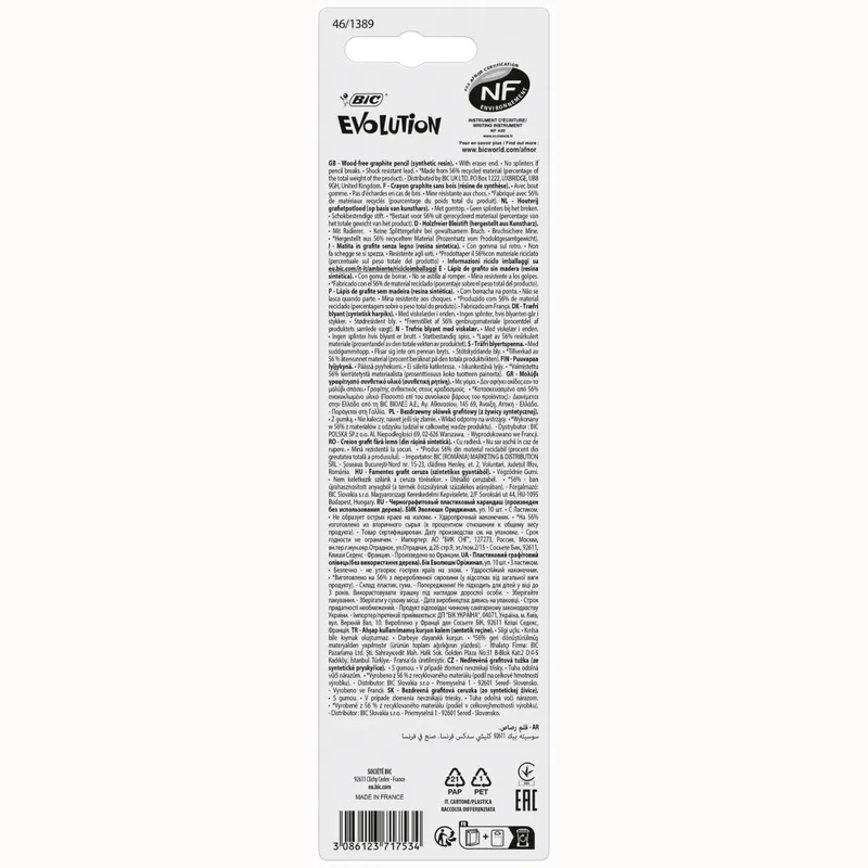 BIC Evolution Original ECOlutions HB Ołówek Z Gumką Blister 10 Sztuk
