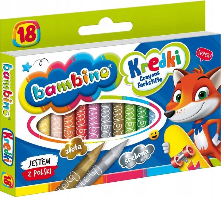 Kredki Z Glinki Kaolinowej 18 Kolorów Bambino Zestaw Bezpieczne Dla Dzieci