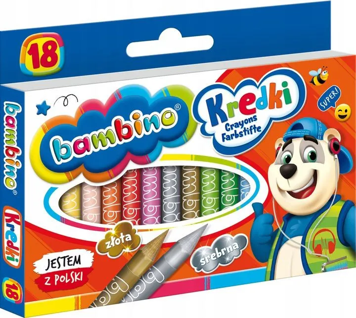 Kredki Z Glinki Kaolinowej 18 Kolorów Bambino Zestaw Bezpieczne Dla Dzieci