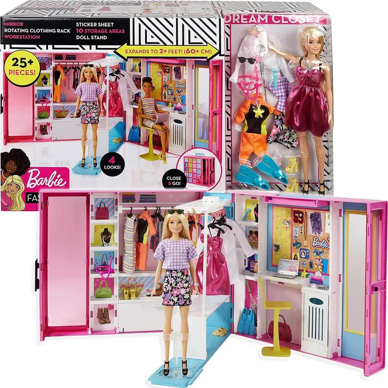 BARBIE Wymarzona Szafa Garderoba Lalka Zestaw Kompletny GBK10