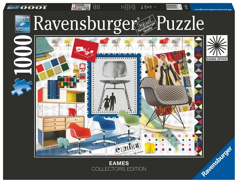 Puzzle 1000 Elementów RAVENSBURGER Eames Design Classics Krzesła