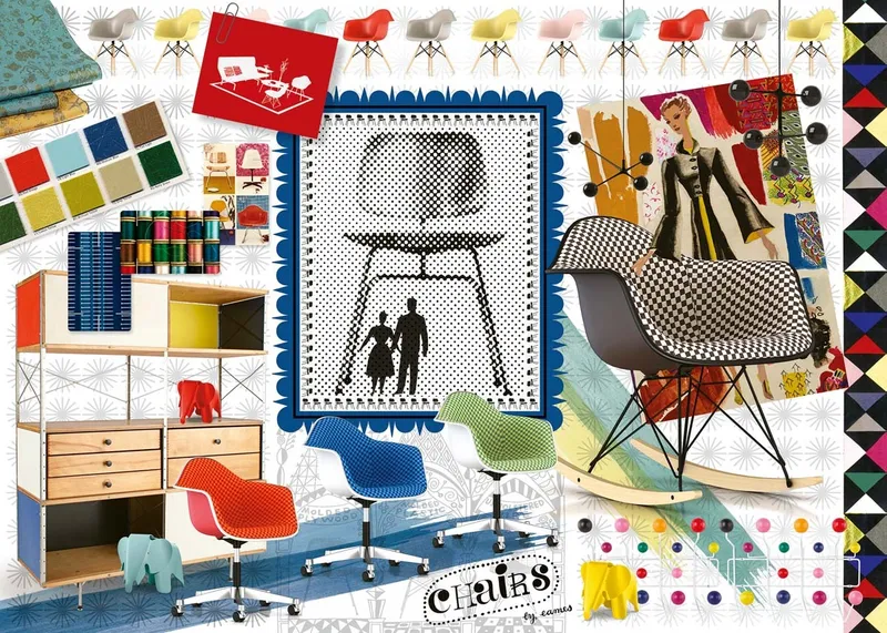 Puzzle 1000 Elementów RAVENSBURGER Eames Design Classics Krzesła