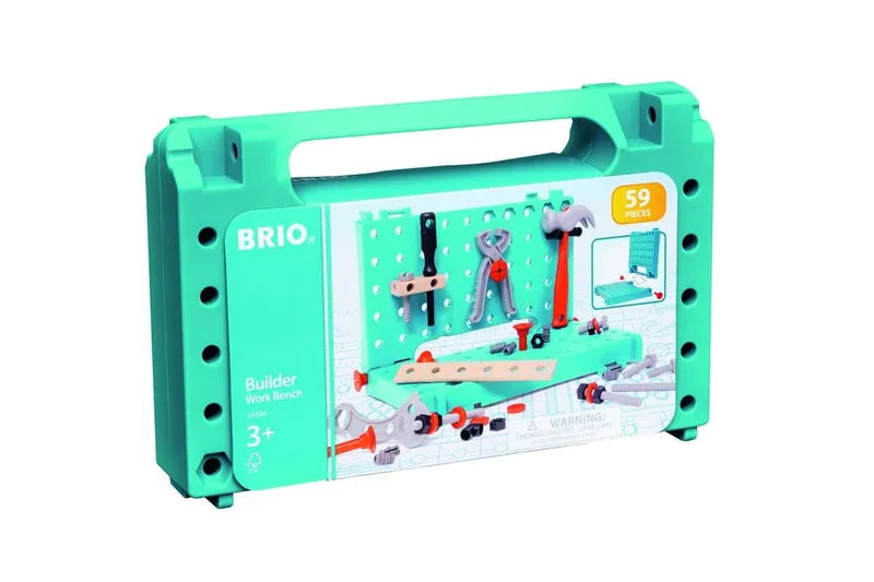 Stół Narzędziowy Dla Dzieci Drewniany Brio Builder Z Akcesoriami 63 cm