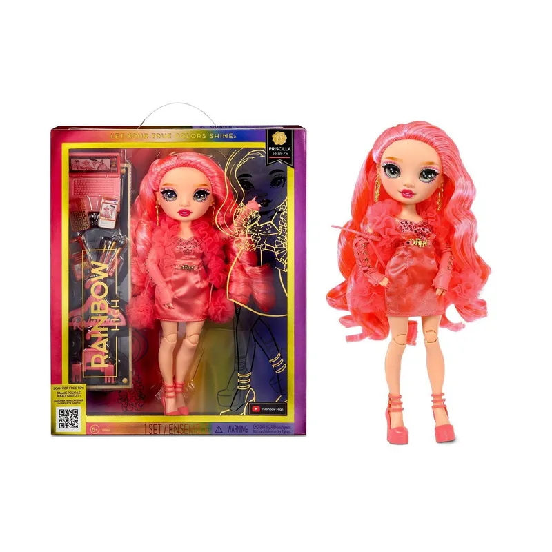 Lalka Fashion Rainbow High Priscilla 28 cm Ubranka Akcesoria - Różowa