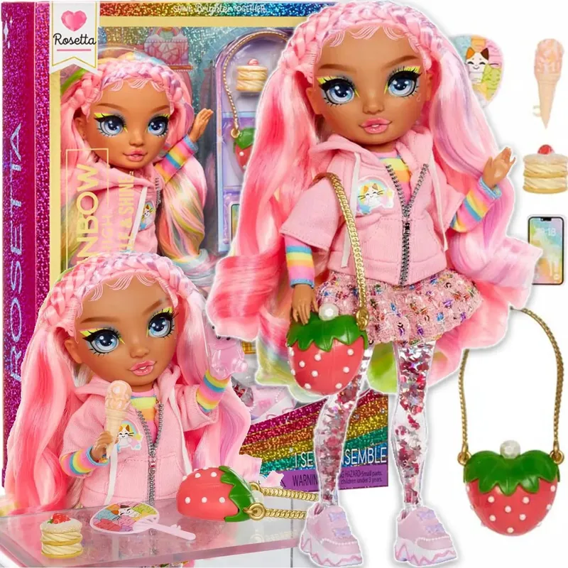 Lalka Fashion Rainbow High Rosetta Błyszcząca Z Akcesoriami - Różowa