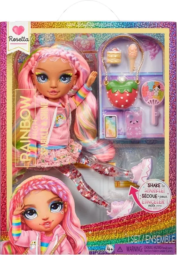 Lalka Fashion Rainbow High Rosetta Błyszcząca Z Akcesoriami - Różowa