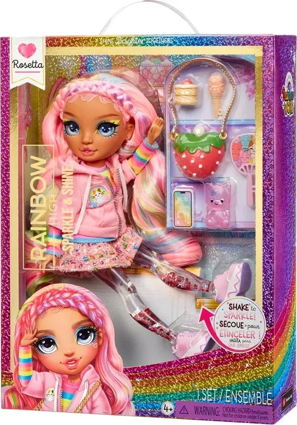 Lalka Fashion Rainbow High Rosetta Błyszcząca Z Akcesoriami - Różowa