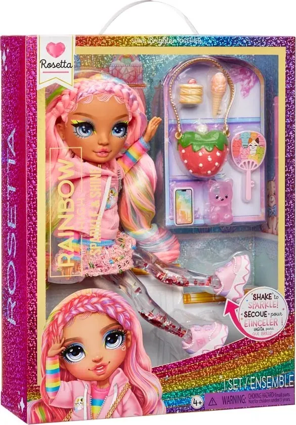 Lalka Fashion Rainbow High Rosetta Błyszcząca Z Akcesoriami - Różowa