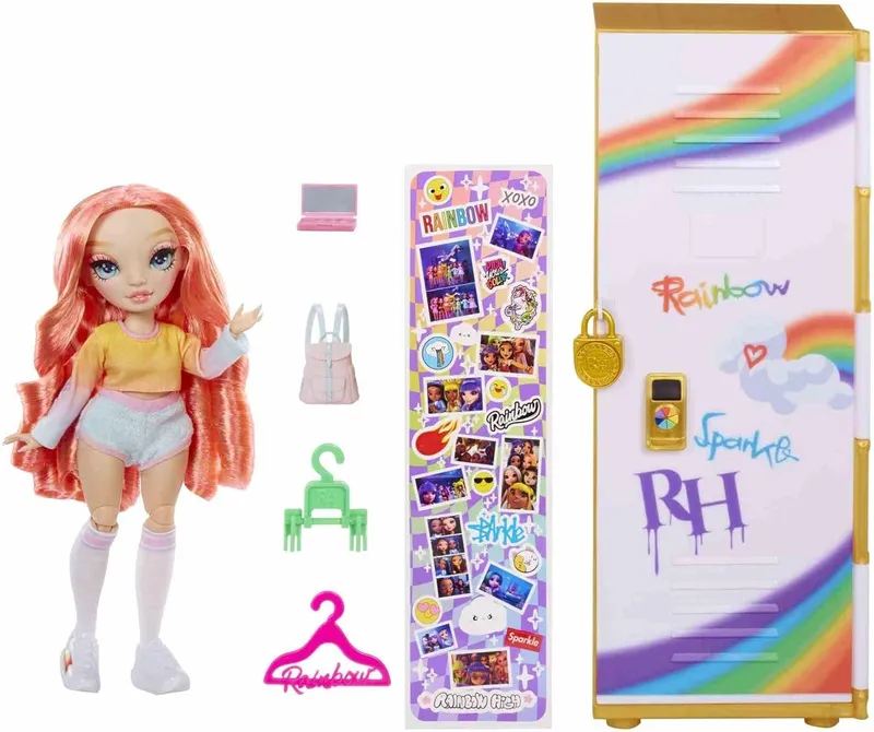 Zestaw Szafka I Lalka Rainbow High Locker Playset Akcesoria 4 szt