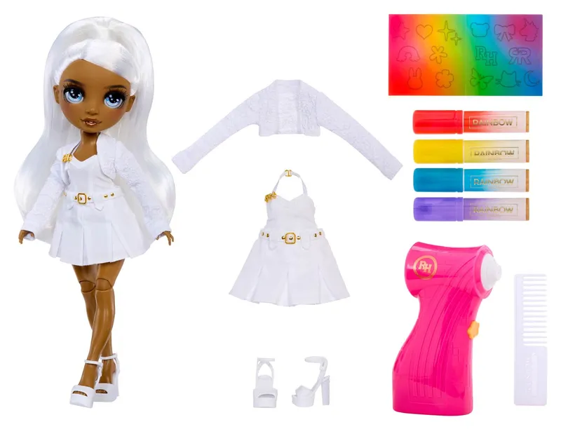 Lalka Rainbow High Z Pędzlem Airbrush Do Malowania Oczy - Szare