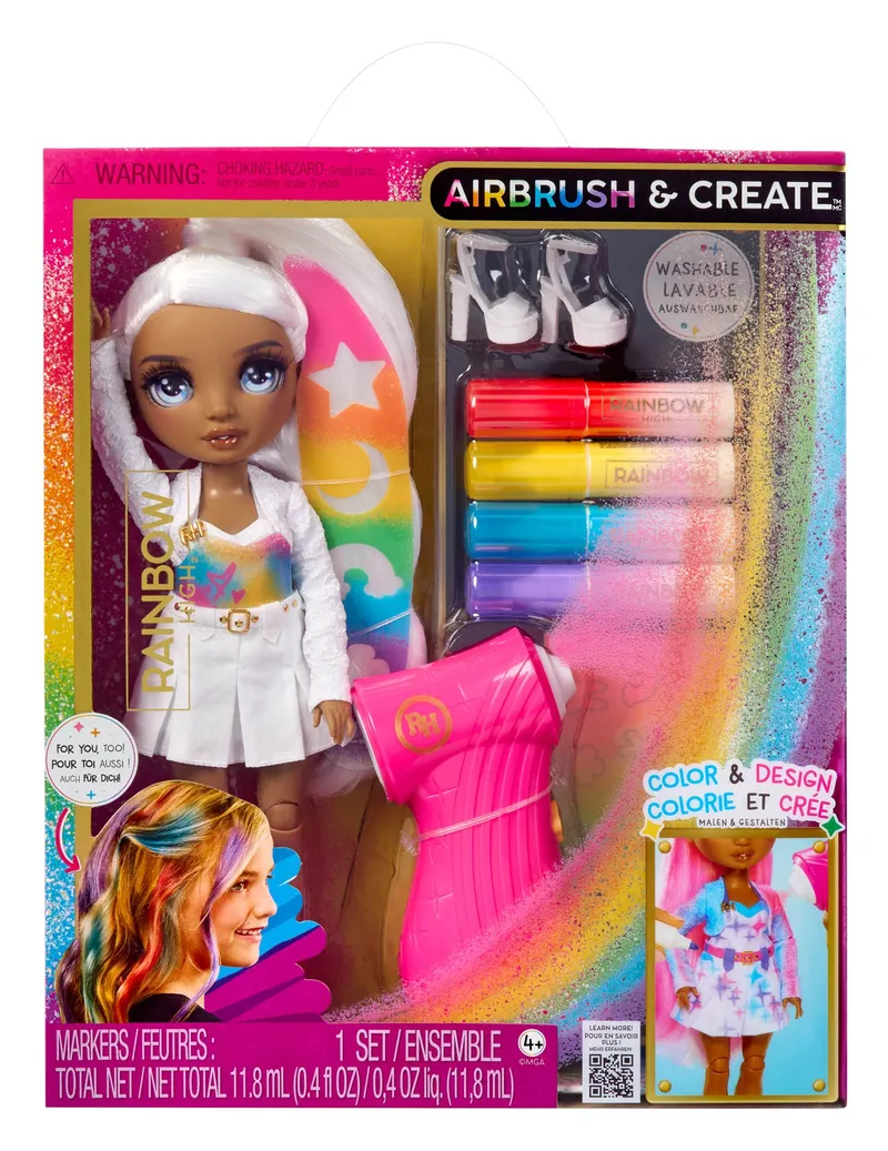Lalka Rainbow High Z Pędzlem Airbrush Do Malowania Oczy - Szare