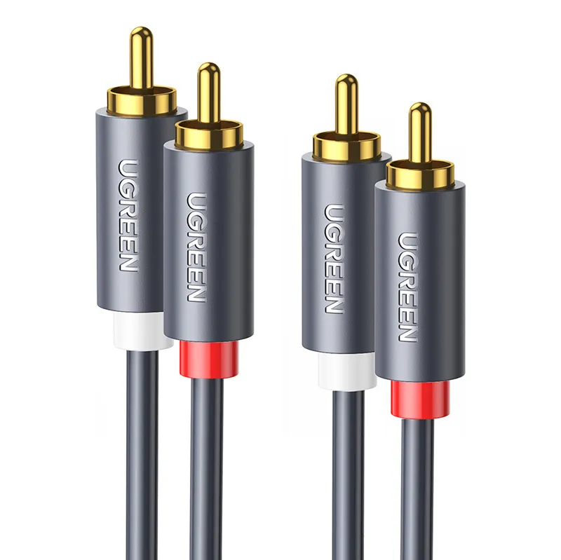 Przewód Audio 2X RCA UGREEN AV104 2m Pozłacany - Czarny