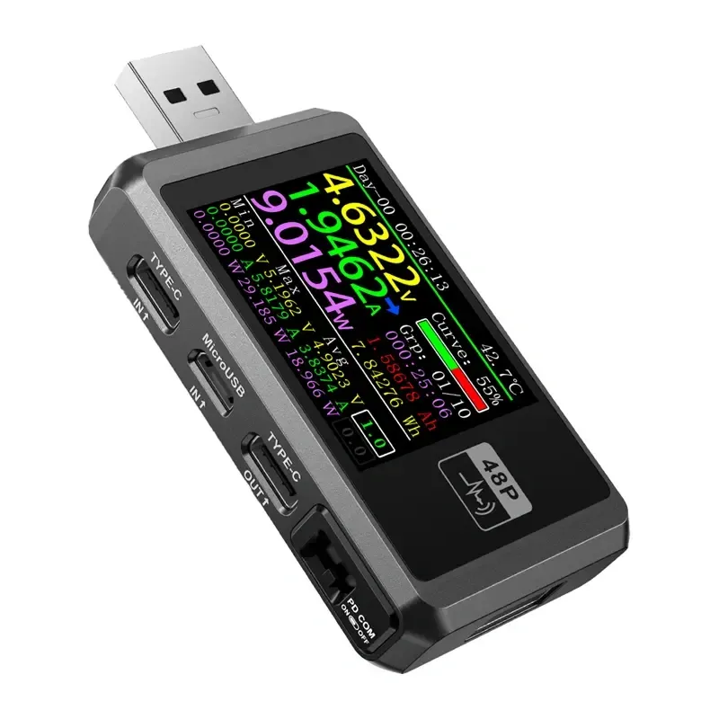Tester Portu USB FNIRSI FNB48P Do 6,5A - Czarny