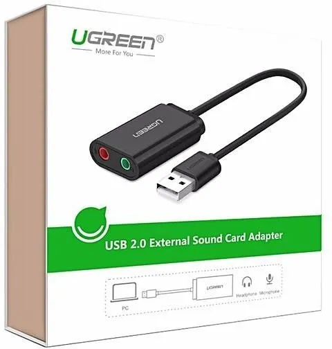 Karta Dźwiękowa USB UGREEN US205 15cm - Czarna
