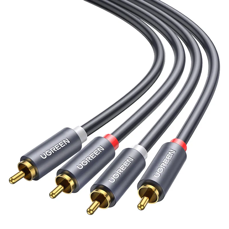 Kabel UGREEN AV104 2XRCA 1m Pozłacany - Czarny