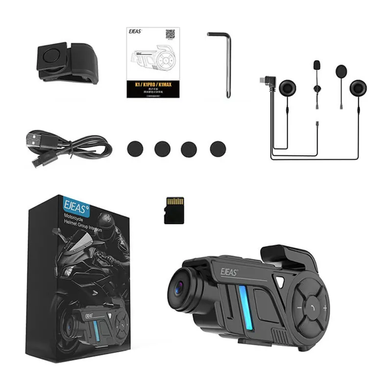 Interkom Motocyklowy EJEAS K1PRO+ Z Rejestratorem 2K