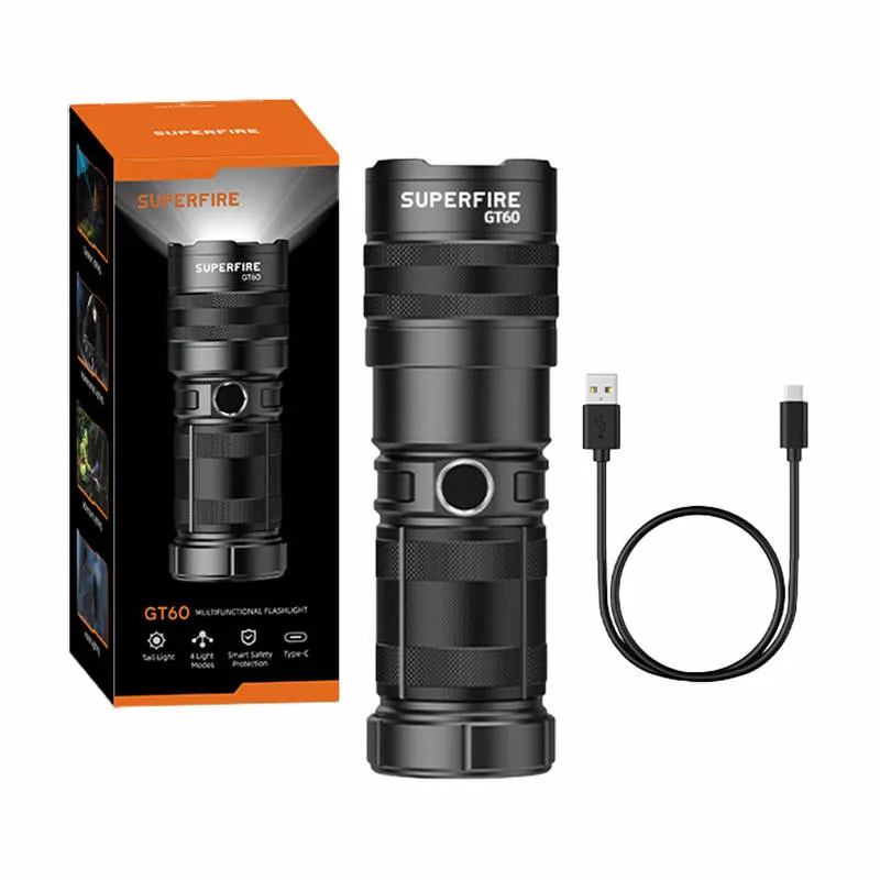Latarka SUPERFIRE GT60 2600LM USB-C - Czarna