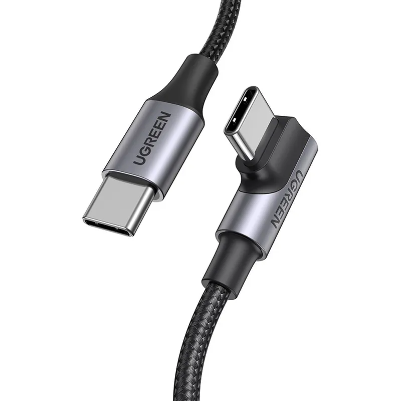 Kabel UGREEN US334 USB-C-USB-C 2m Kątowy (Czarny)