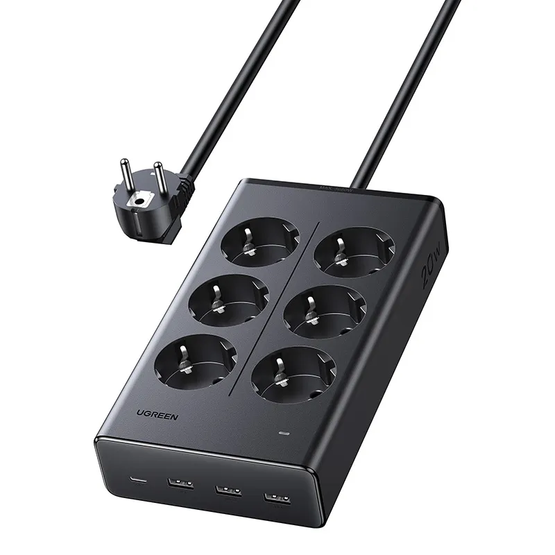 Listwa Zasilająca UGREEN S622 6 Gniazd 20W USB-C 1,5m - Czarna