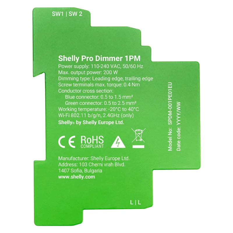 Ściemniacz DIN SHELLY Pro Dimmer 1 Wi-Fi Bluetooth