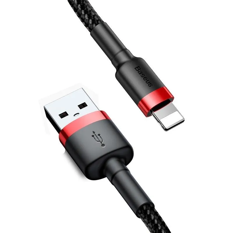 Kabel BASEUS Cafule USB-A Lightning 1m - Czarno-Czerwony