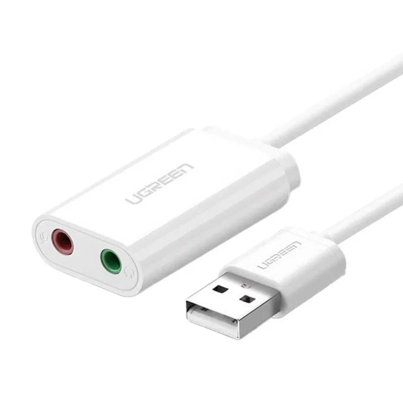 Karta Dźwiękowa USB UGREEN US205 15cm - Biała