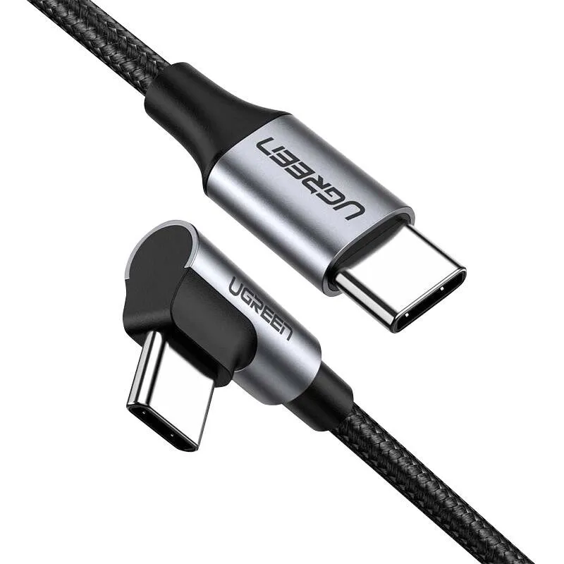 Kabel UGREEN US255 USB-C Do USB-C 0,5m 60W Kątowy - Czarny