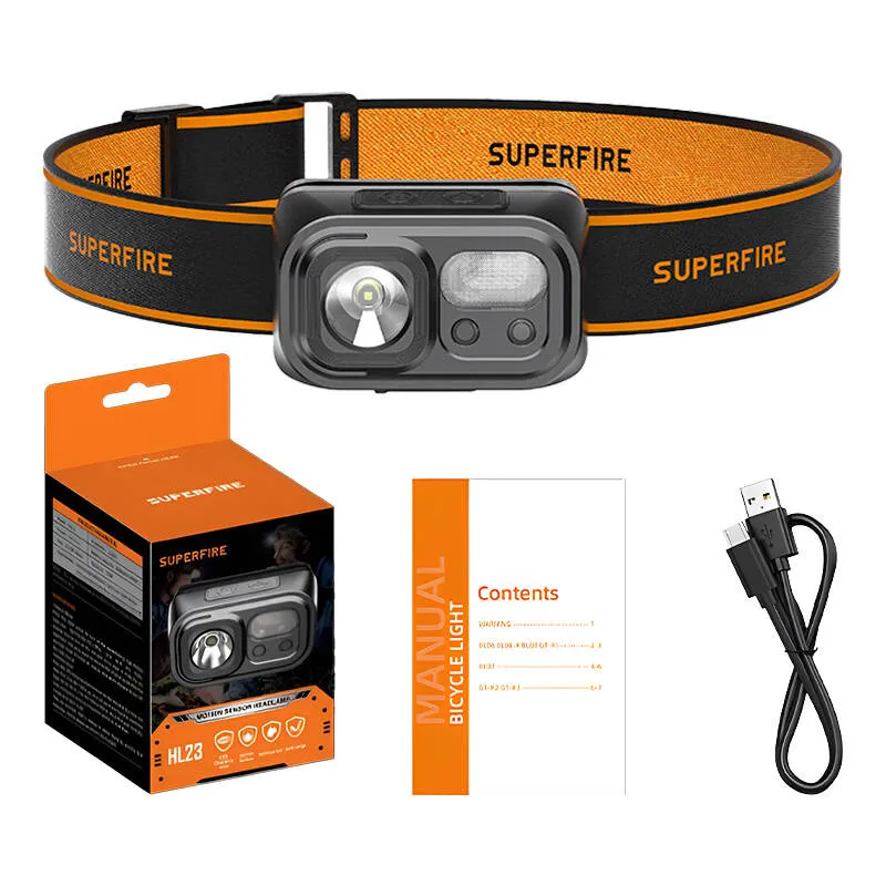 Latarka Czołowa SUPERFIRE HL23 220LM USB-C - Czarny