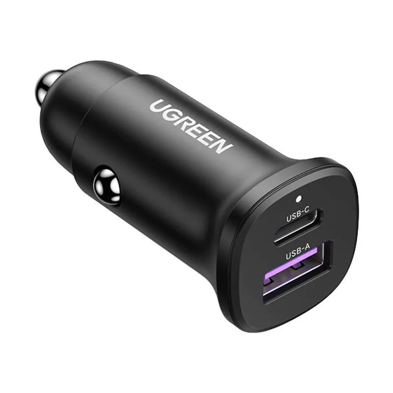 Ładowarka Samochodowa UGREEN EC305 30W USB-C/USB - Czarna