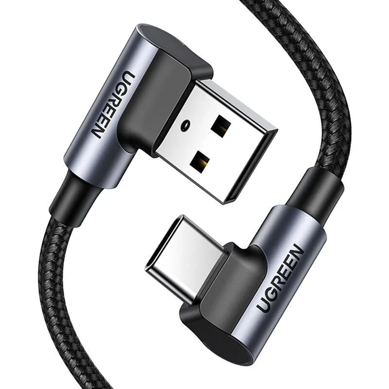 Kabel UGREEN US176 USB-A Do USB-C 2m Kątowy - Czarny