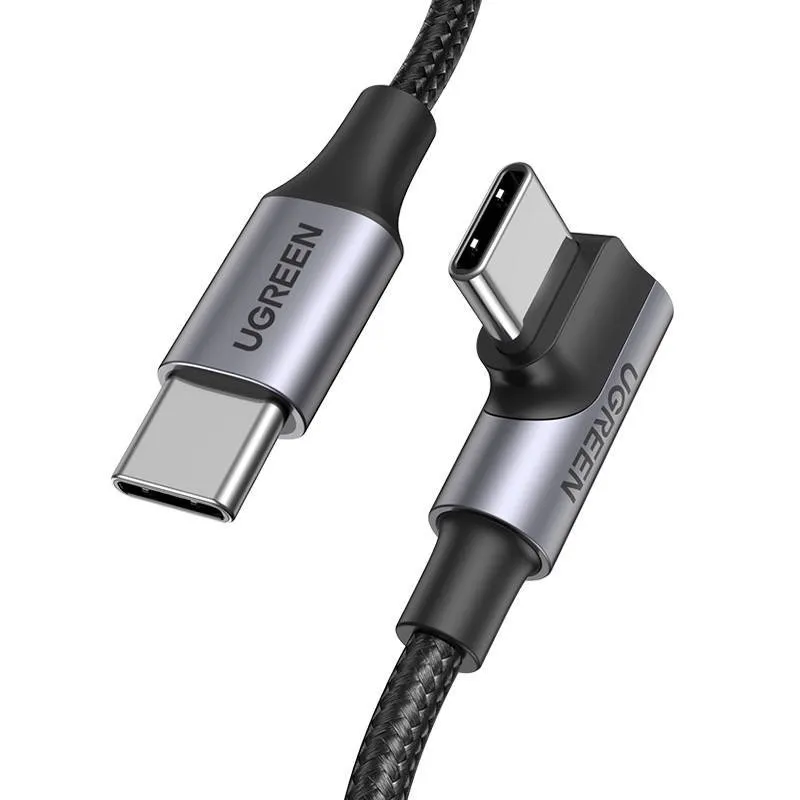 Kabel UGREEN US334 USB-C-USB-C 1m Kątowy (Czarny)