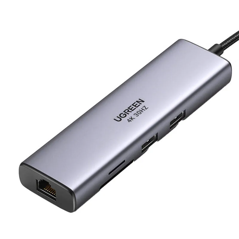 Hub UGREEN Revodok CM512 USB-C 6w1 HDMI RJ45 SD - Czarny