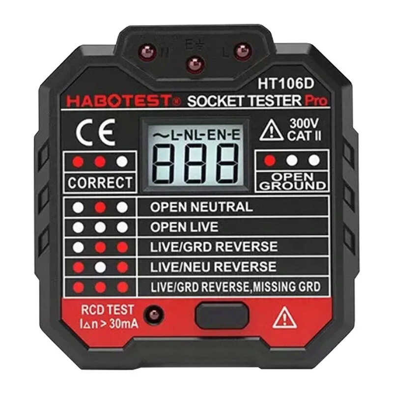 Tester Gniazd HABOTEST HT106D Z Wyświetlaczem LCD